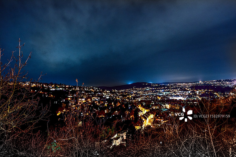 超广角下的城市夜景全景图片素材