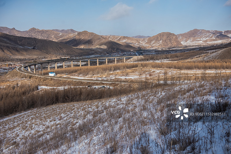 中国内蒙古赤峰市克什克腾旗蒸汽机车冬季风光摄影图片素材