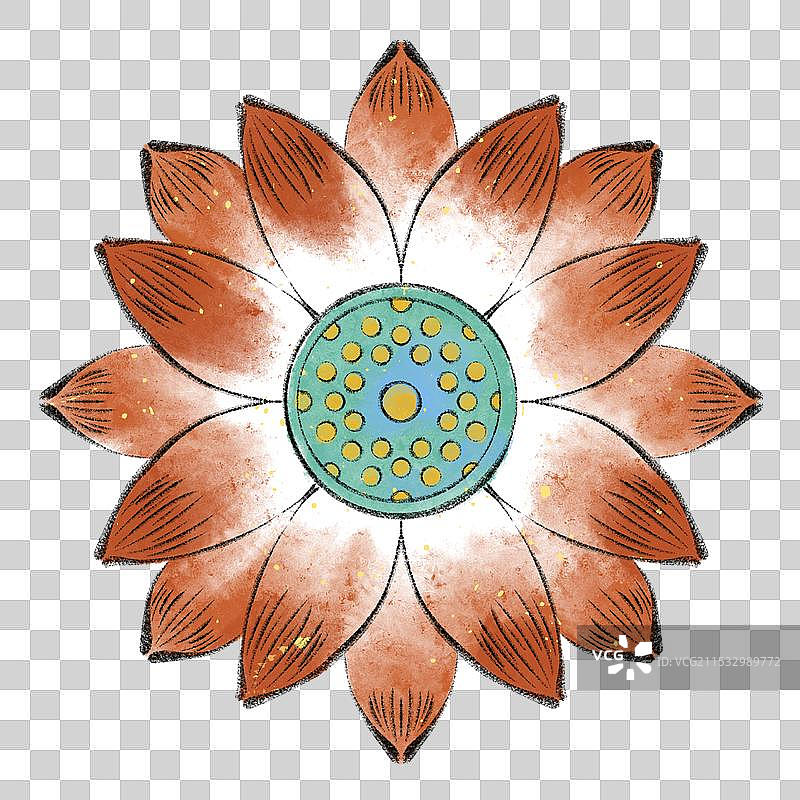 手绘国风国潮风敦煌莲花图案图腾莲花座元素图片素材