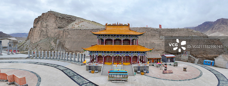 青海省海西州昆仑山世界地质公园无极龙凤宫航拍图片素材