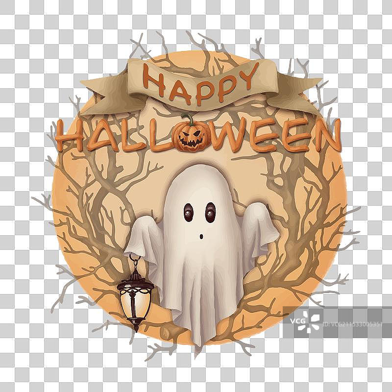 可爱的鬼魂与快乐的万圣节组合图片素材