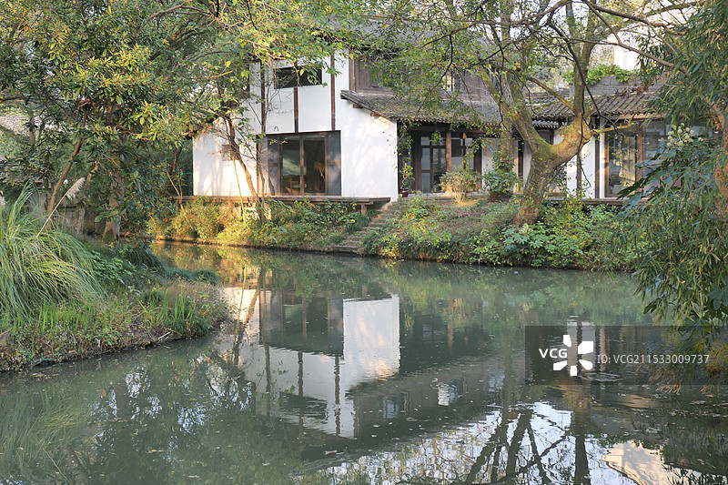 杭州西溪国家湿地公园 深潭口，秋天十一月风光图片素材