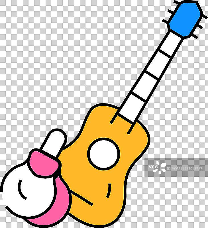 吉他和卡斯塔涅特图标颜色图片素材