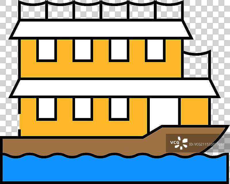 漂浮的船屋图标颜色图片素材