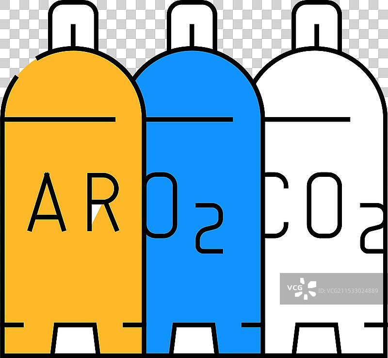 焊接气体氩气氧气二氧化碳图标图片素材