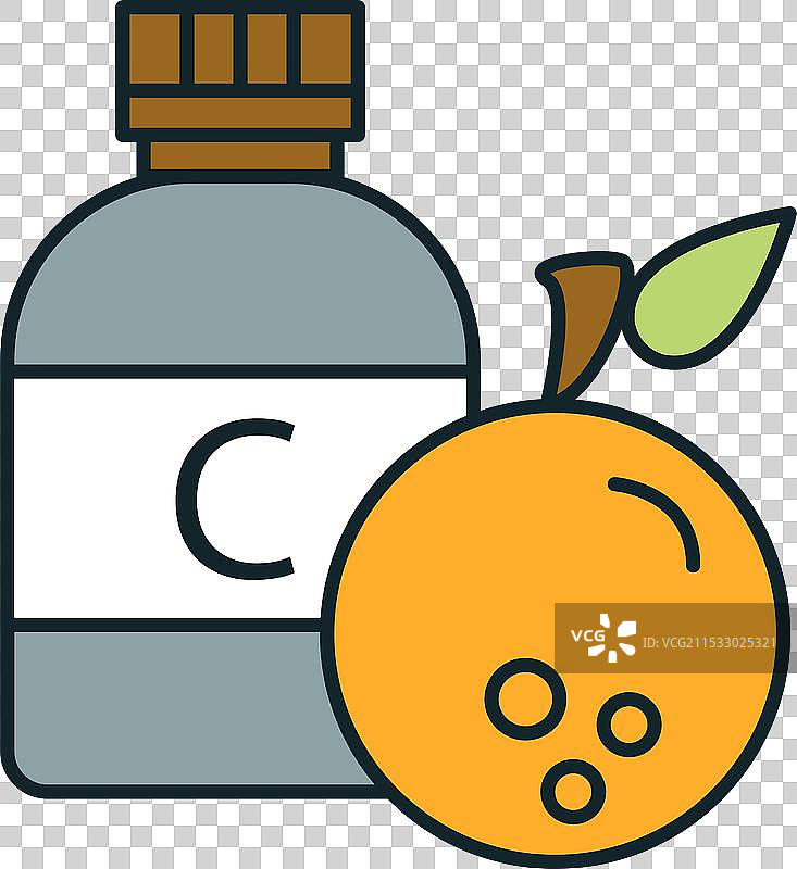 维生素C补充剂瓶与橙子一起提供图片素材