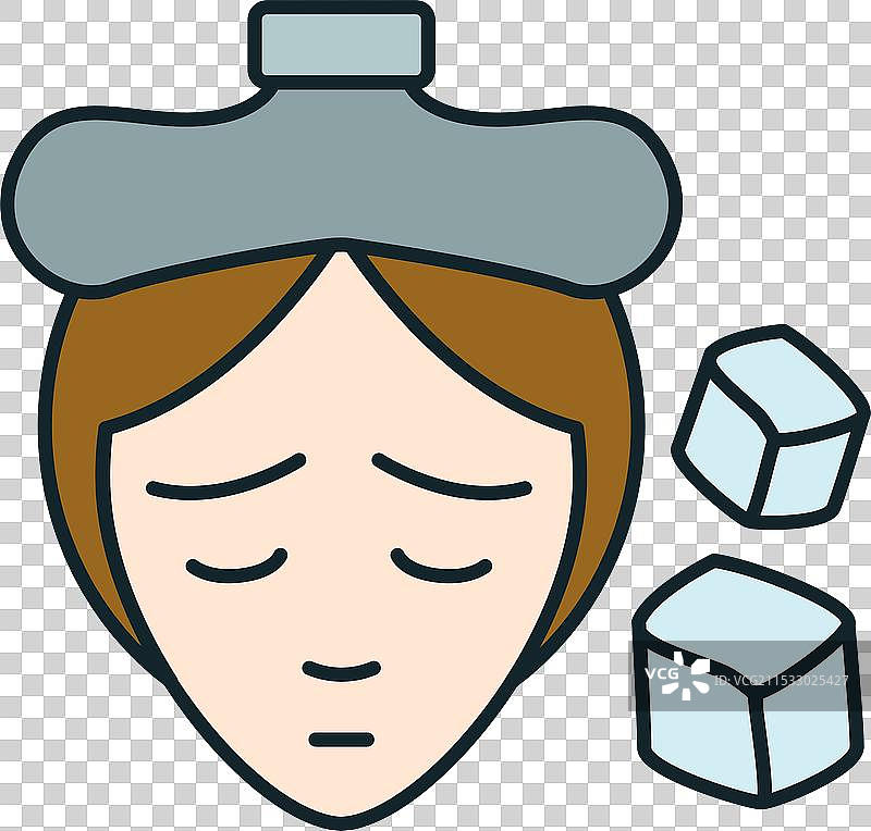 女性感到不适，发烧时敷冰袋图片素材