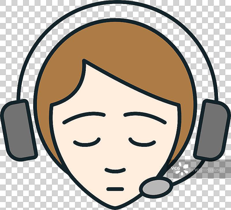 戴着耳机的女性在呼叫中心工作图片素材