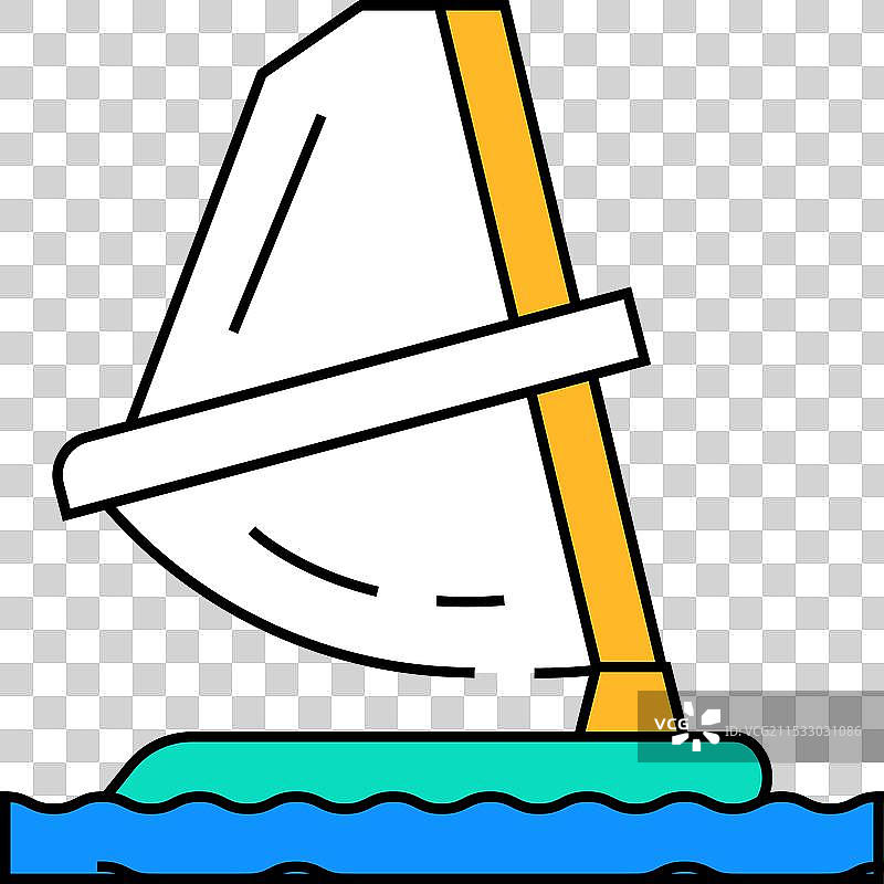 风帆冲浪水上运动图标彩色图片素材