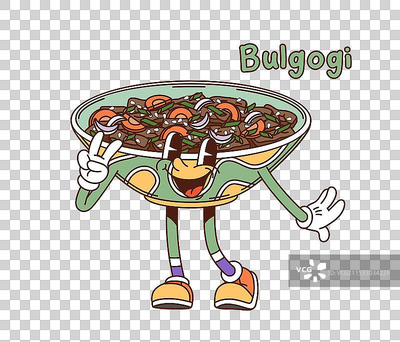 卡通风格的韩国烤肉角色碗图片素材