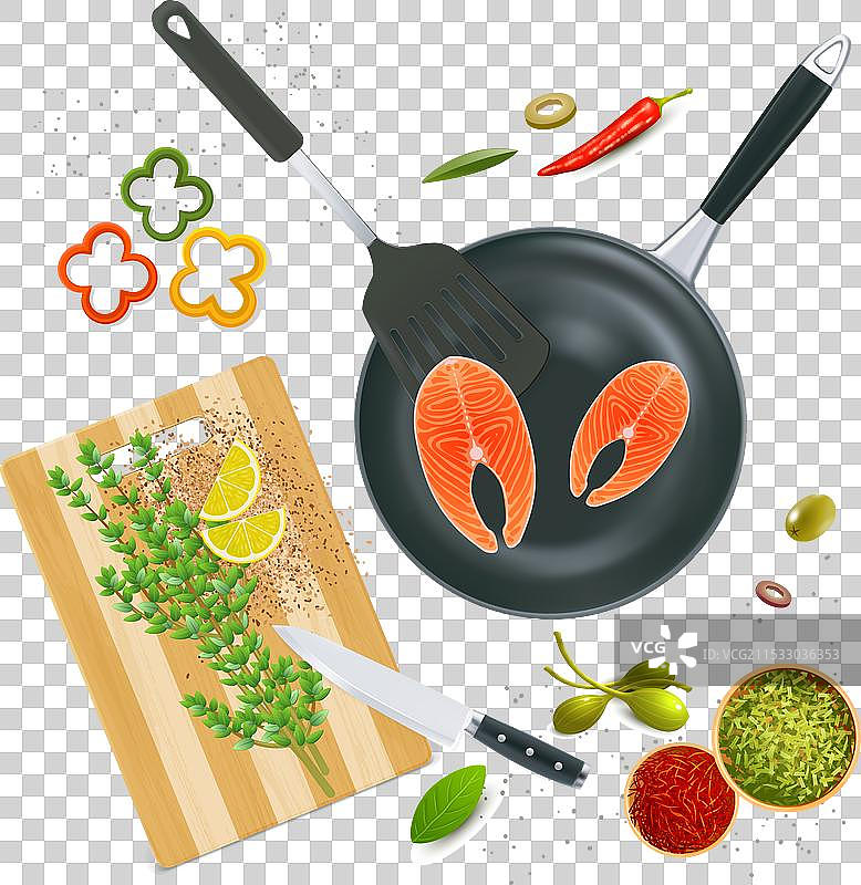 厨房用品俯视图图片素材