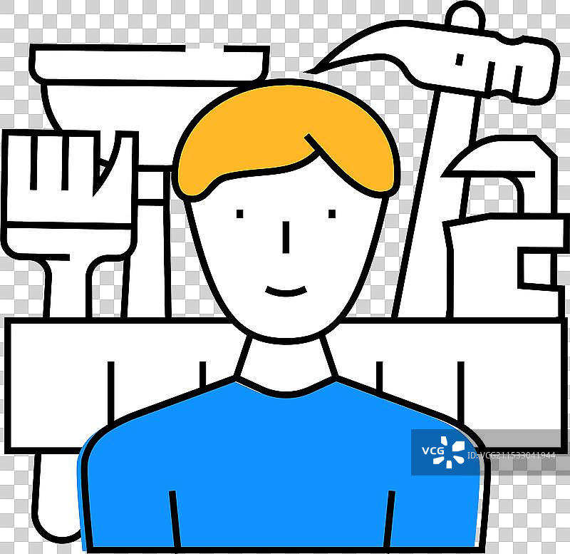 维修工服务工作者图标 彩色图片素材