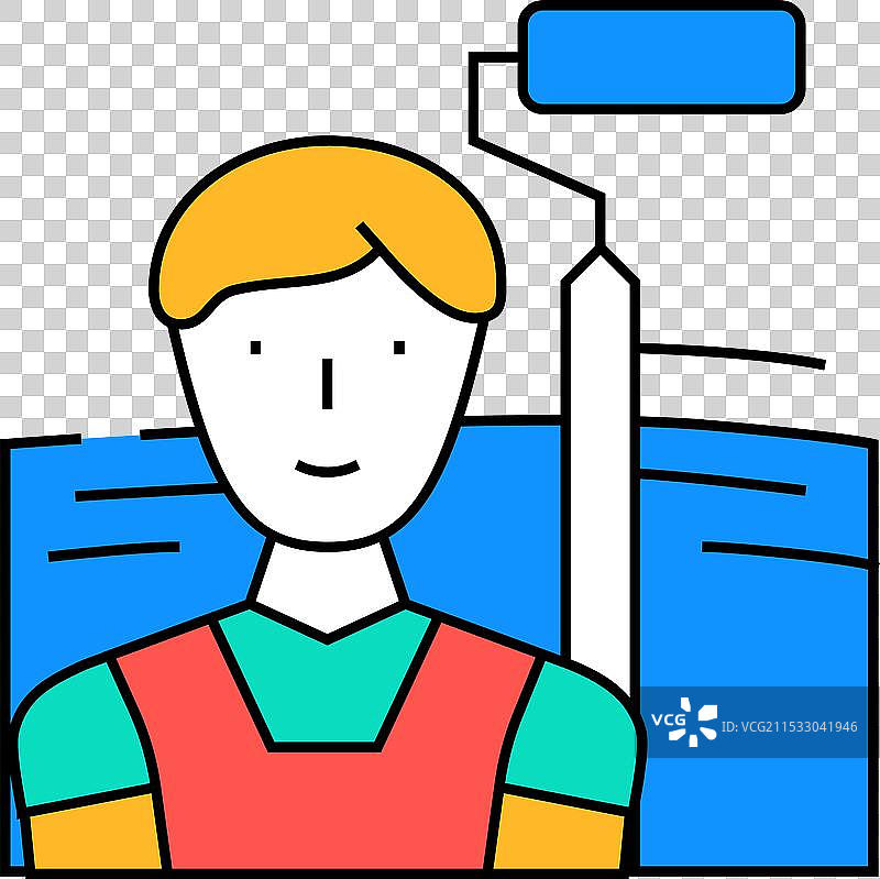 画家男性图标 彩色图片素材