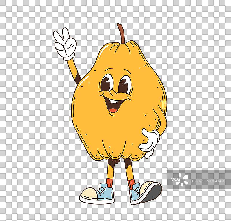 卡通风格的复古角色做出和平手势图片素材