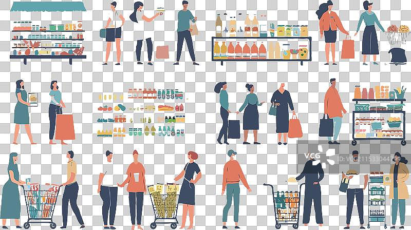 在杂货店里的不同顾客群体图片素材