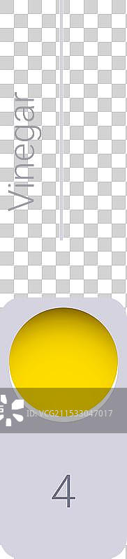 醋的pH值在标尺上显示为四。图片素材