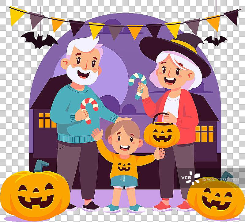 祖父母与孙女一起讨糖果图片素材