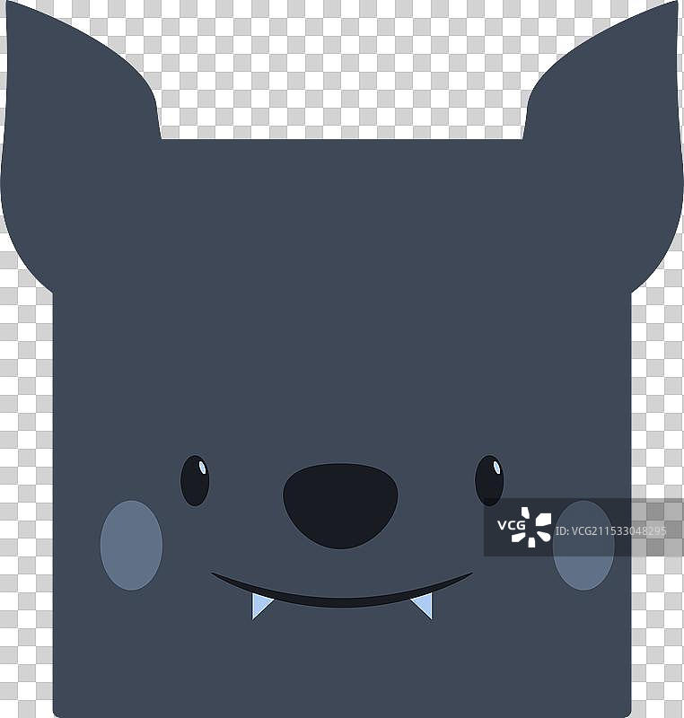 可爱的方形灰色蝙蝠微笑着露出牙齿图片素材