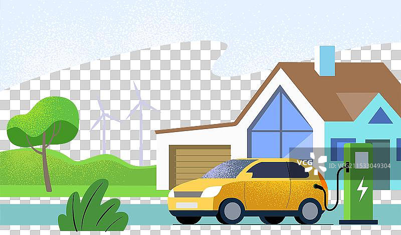 家庭住宅附近的电动车充电停车位图片素材