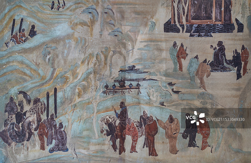 莫高窟壁画，张骞出使西域图图片素材