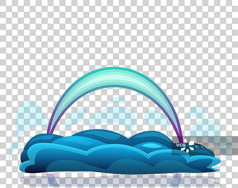 夜晚水面上出现发光的霓虹彩虹图片素材