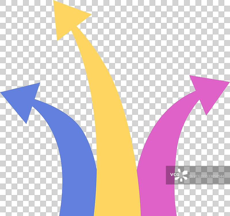 三支箭头指向上方，代表不同的含义图片素材