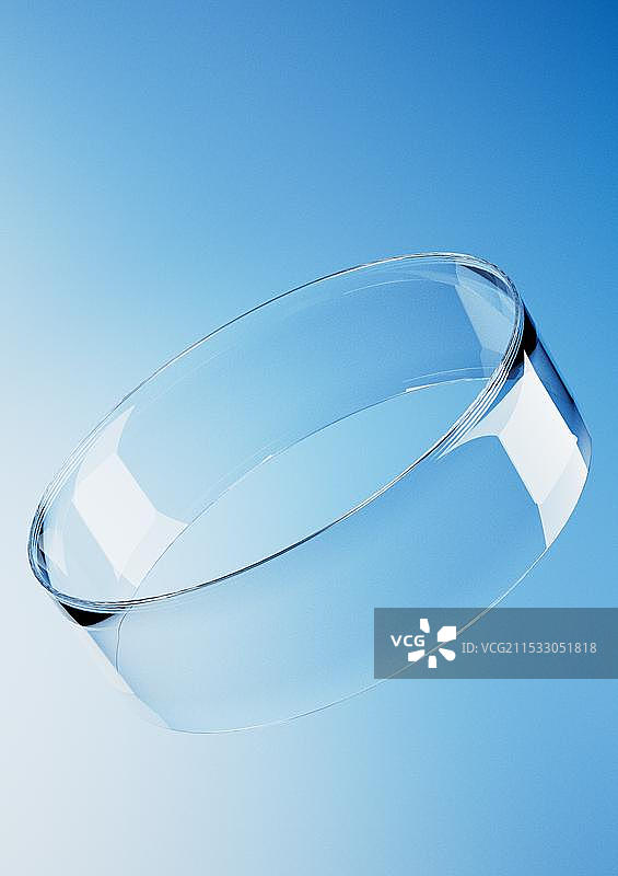 蓝色背景透明渐变玻璃3D渲染图片素材