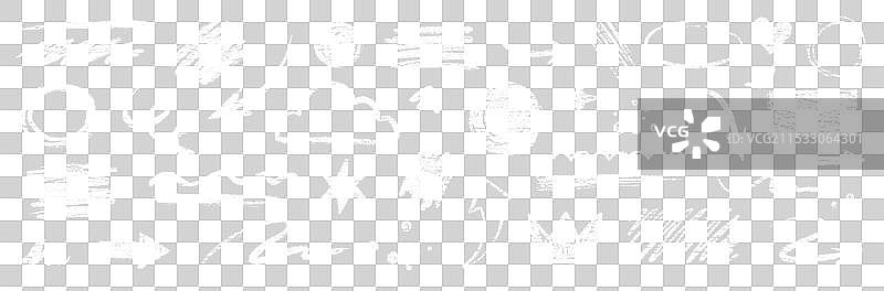 黑板上的涂鸦线条粉笔刷元素集图片素材