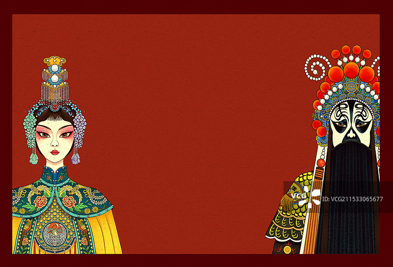 京剧霸王别姬霸王虞姬形象中国风插画图片素材