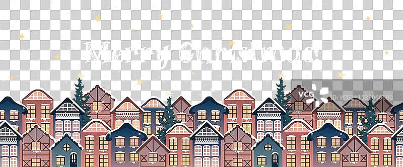 迷人而愉快的圣诞村庄场景图片素材