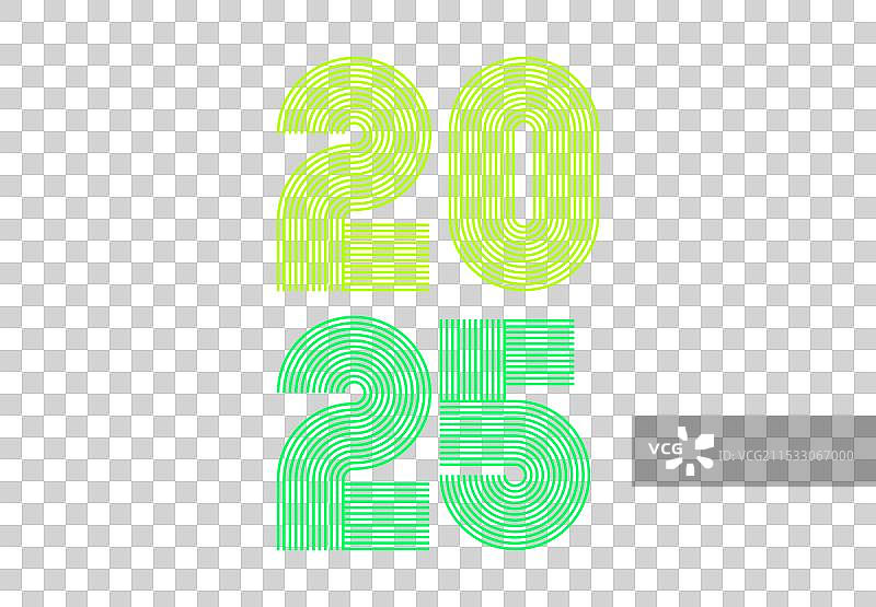 2025年新年快乐绿色线条艺术设计图片素材