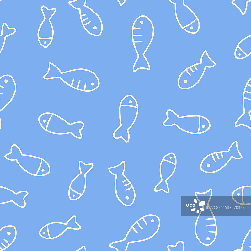鱼群轮廓无缝图案设计图片素材