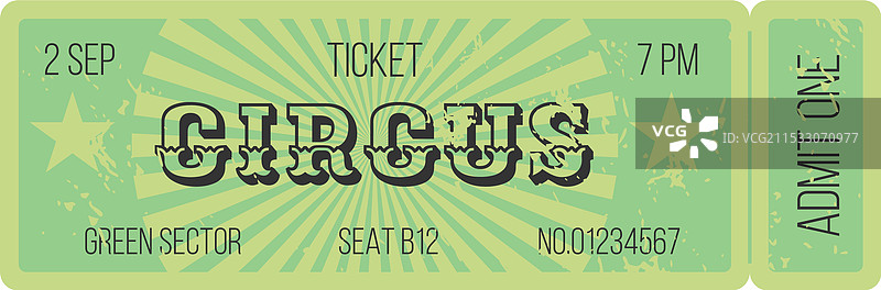 复古绿色马戏票，日期为第二天的图片素材
