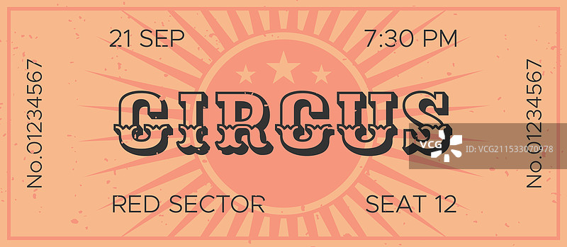 橙色复古马戏票，座位号码图片素材