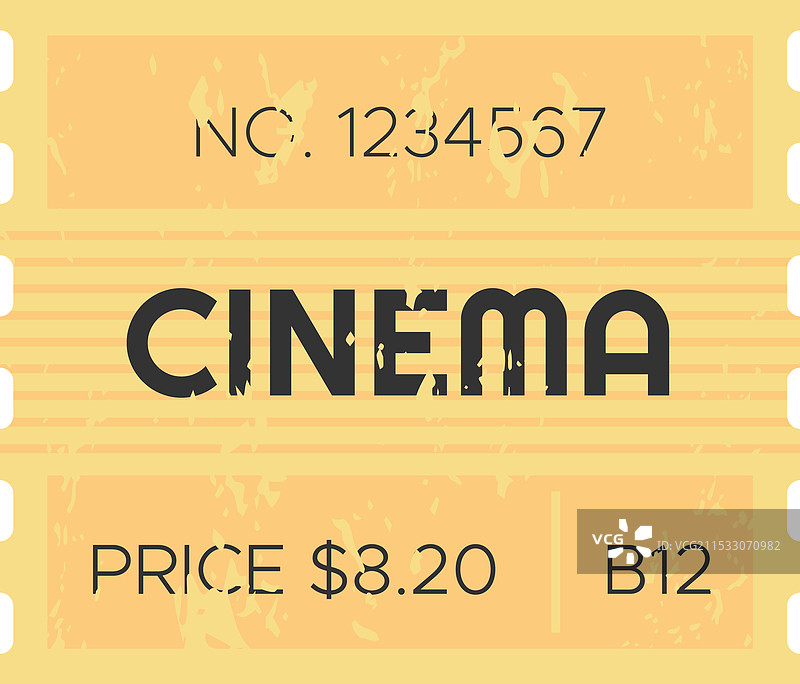 复古电影票，显示价格和座位号图片素材
