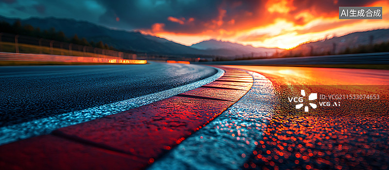 【AI数字艺术】汽车赛道，赛车场，弯道超车图片素材