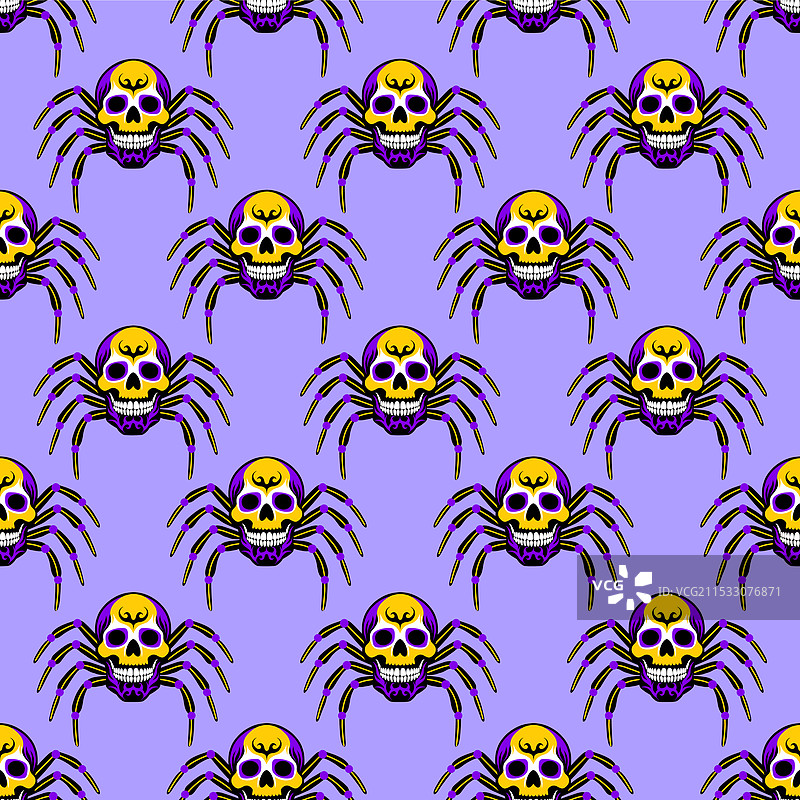 有趣的骷髅与蜘蛛腿的无缝图案图片素材
