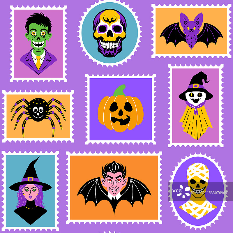 无缝邮票图案图片素材