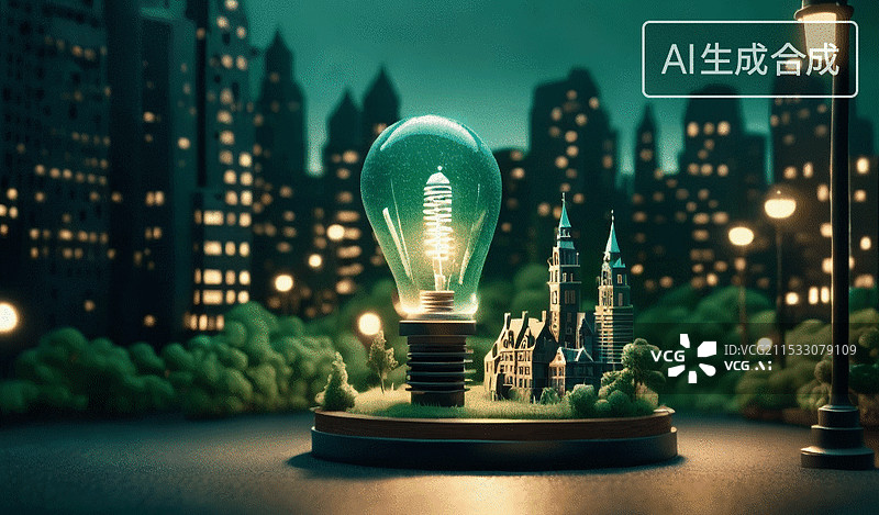 【AI数字艺术】城市之光图片素材
