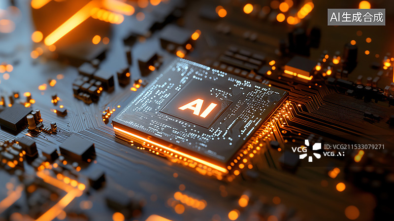 【AI数字艺术】Ai人工智能，半导体芯片，电子线路板，处理器图片素材