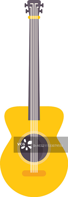 黄色的木吉他直立在白色背景上图片素材