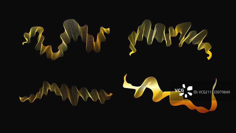 一组奢华金色波浪的抽象背景图片素材