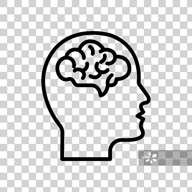 人头与大脑图标集，心理健康图片素材