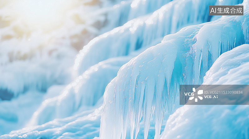 【AI数字艺术】冬日冰瀑自然景观图片素材