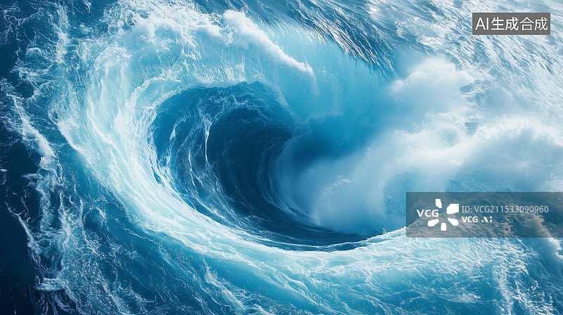 【AI数字艺术】深海巨浪特写图片素材