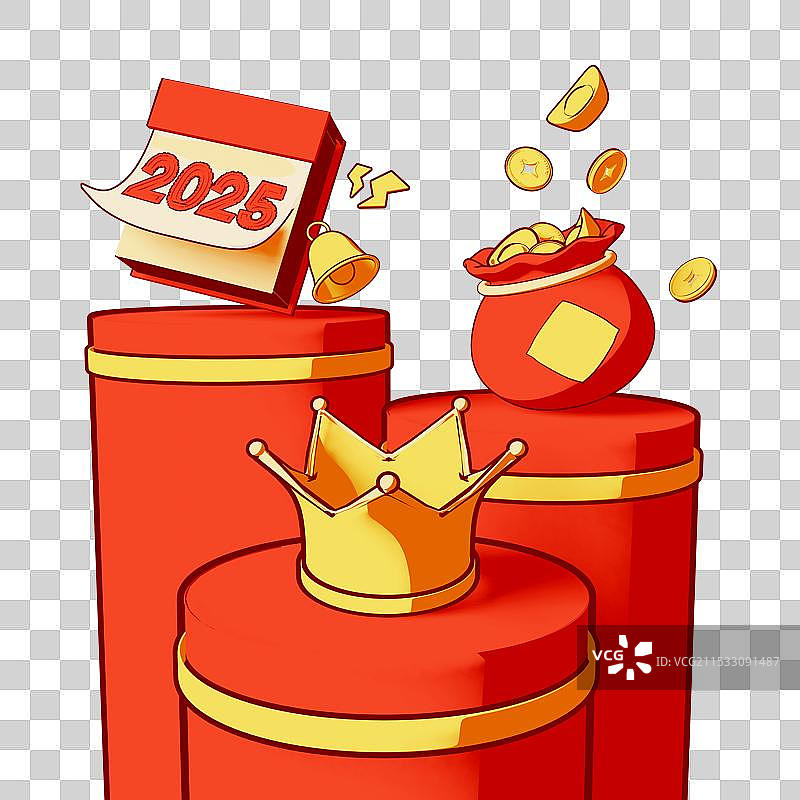 2025年喜庆金融理财促销扁平卡通描边元素图片素材