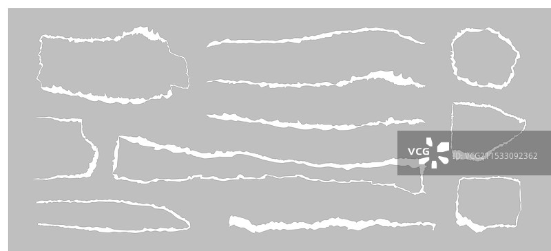 撕裂的纸张、破洞、横幅和框架图片素材