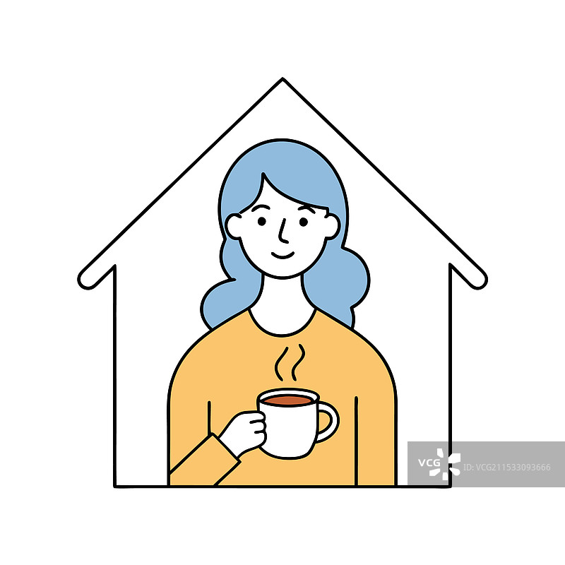 女人在早晨手握一杯咖啡图片素材