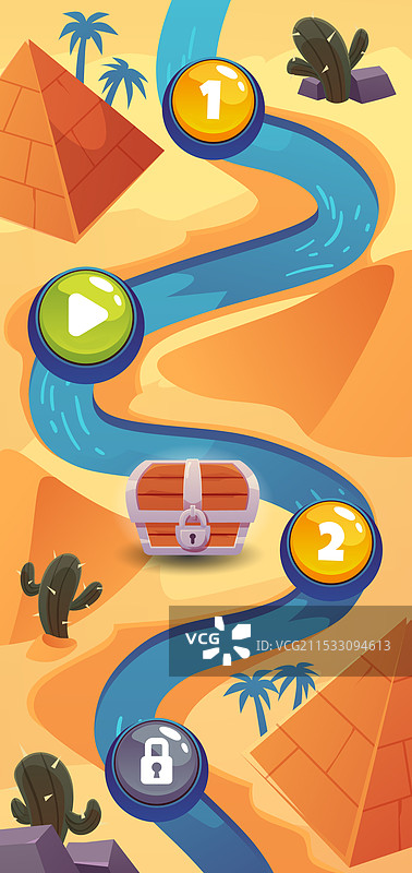 垂直用户界面的沙漠关卡地图图片素材