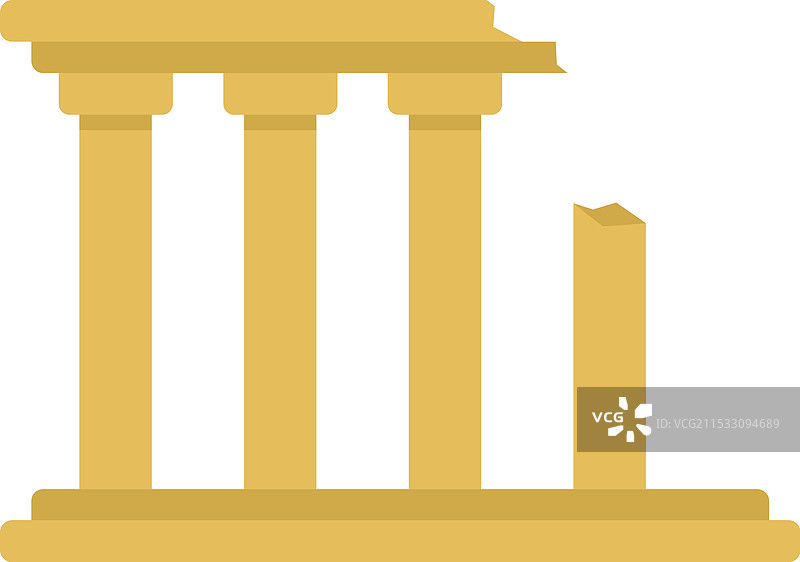 四根柱子和破损顶部的废墟图片素材